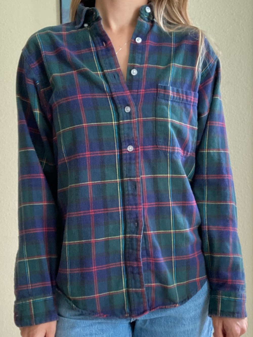 Vintage LL Bean classic plaid flannel shirt cabincore rustic gorpcore granola